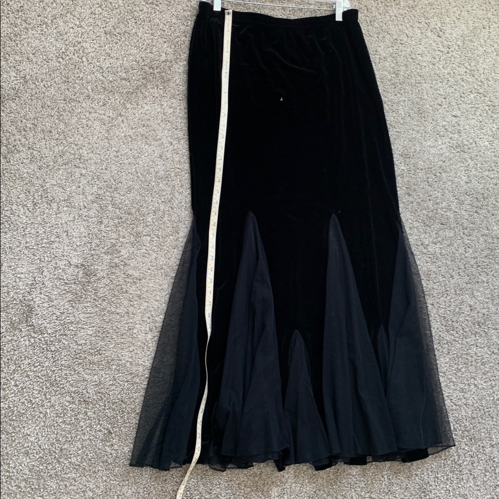 Vintage Black Maxi Skirt with Sheer Flared Panels
